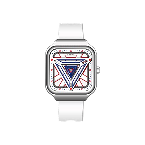 SKMEI Quadratische Uhren für Herren, LED-Hintergrundbeleuchtung, großer Bildschirm, Multi-Time-Zonen-Herrenuhr, wasserdicht, analog, digitale Sportuhr, C7103-Weiß, Geschichtete Kunst SKMEI Quadratische Uhren für Herren, LED-Hintergrundbeleuchtung, großer Bildschirm, Multi-Time-Zonen-Herrenuhr, wasserdicht, analog, digitale Sportuhr, C7103-Weiß, Geschichtete Kunst von SKMEI