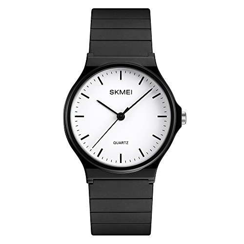 SKMEI Wasserdichte Damen-Armbanduhr, Armbanduhr für Damen, Mädchen, lässig, analog, Quarzuhren für Damen, Schwarz, 1.5*1.3*0.3 inch, Sport von SKMEI