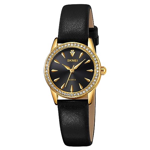 SKMEI Wasserdichte Damen-Armbanduhr, Armbanduhr für Damen, Mädchen, lässig, analog, Quarz-Uhren für Frauen, 2086GDBK, Classic von SKMEI