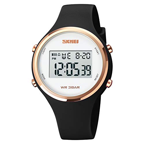 Skmei Digitale Damen-Armbanduhr für Sport, einfache Armbanduhr für Damen, LED-Hintergrundbeleuchtung mit Silikonband. 1720BK von SKMEI