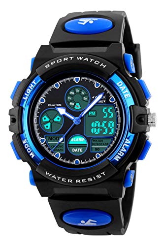 Kinderuhr Junge Digital Armbanduhr Jungen Mädchen Kinder Uhren für Jungs Stoppuhr Wecker Analog Uhr Kinder Digitaluhr Outdoor Sport Quarz LED-Licht Datum 5ATM Wasserdicht Multifunktional von findtime