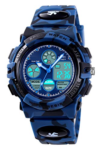 Kinderuhr Junge Digital Armbanduhr Jungen Mädchen Kinder Uhren für Jungs Stoppuhr Wecker Analog Uhr Kinder Digitaluhr Outdoor Sport Quarz LED-Licht Datum 5ATM Wasserdicht Multifunktional von findtime