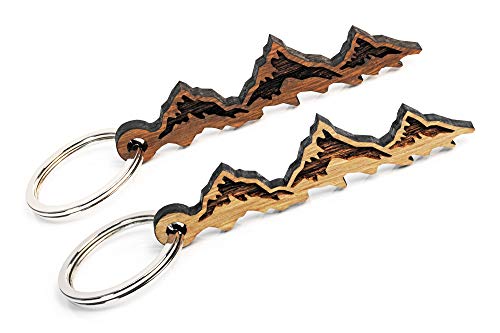 Skonida Partner Schlüsselanhänger aus Holz – Freundschaft Schlüsselanhänger BERGE 2 er Set Holz hell & dunkel– BERG Geschenk für Pärchen in Geschenk-Box von Skonida