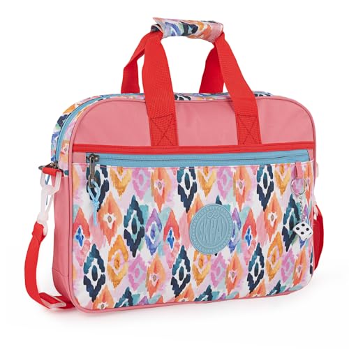 SKPAT - Arkentasche Kinder - Aktenkoffer Schule mit Verstellbarem, Abnehmbarem Schultergurt - Hochwertige und Elegante Kinder Aktenkoffer - Laptoptasche 133406, Coral Rot von SKPAT