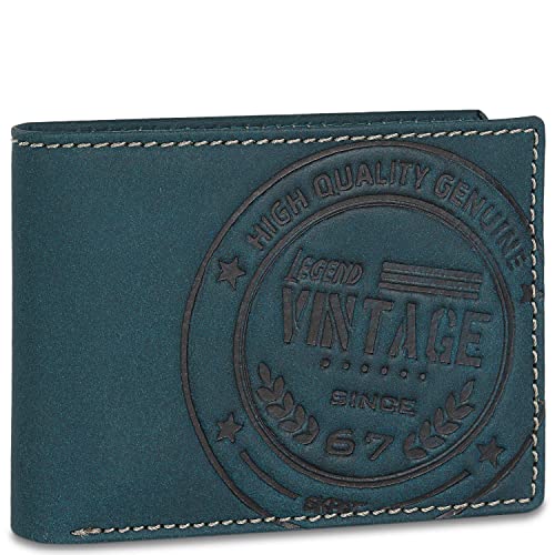 SKPAT - Herren Geldbörse Echtleder RFID Schutz - Herren Leder Geldbörse Klein oder Groß - Portemonnaie Herren Echtleder mit Kartenfächern, Blau von SKPAT