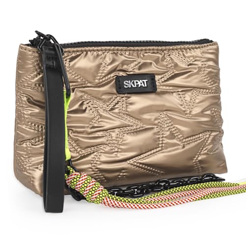 SKPAT - Kinderreisetasche aus Polyester und Kunstleder. Resistierende Reisetasche mit seitlichem Griff. Kinder-Damen-Kulturbeutel mit Fronttasche Marke, Bronze von SKPAT