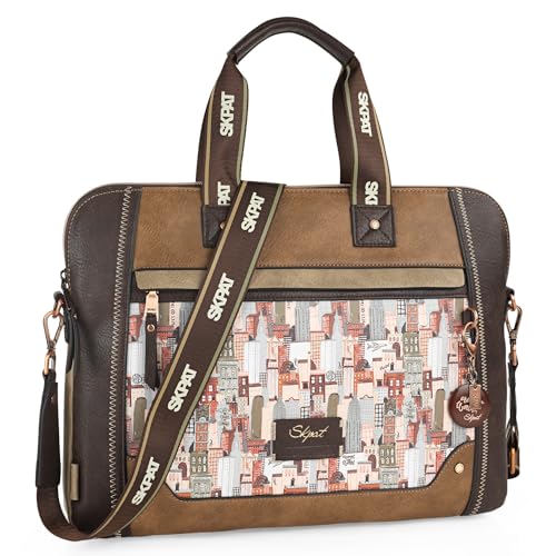 SKPAT - Laptoptasche - Frauen Laptoptasche. Businesstasche. Aktentasche und Schultertasche in einem - Business Taschen Damen. Handtasche Damen Umhängetasche 321037, Braun von SKPAT