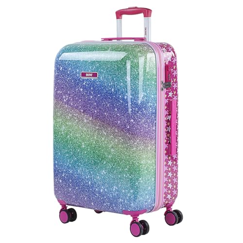 SKPAT - Reisekoffer Kinder Polycarbonat Koffer Kinder Kinderkoffer Mädchen - Kinder Koffer mit Integriertes Zahlenschloss - 4 Rädrig Kinder Reisekoffer - Langlebiger Kindertrolley, Fuchsia von SKPAT