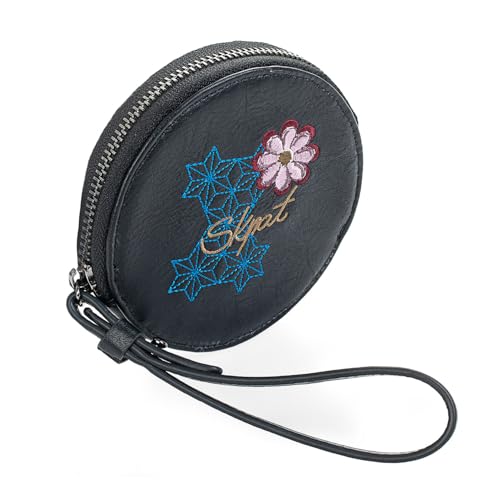 SKPAT - Portemonnaie Damen - Strapazierfähige Geldbörse Damen - Geldbeutel Damen mit Hochwertigen Materialien - Aufgezippt Portmonee Damen Klein, Portemonnaie Damen Klein, Schwarz von SKPAT