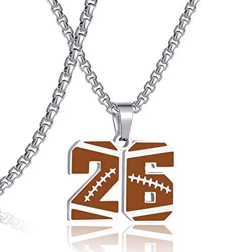 SKQIR Fußball-Zahlen-Halskette für Jungen, Sportler, Trikot, schwarze Zahlenkette für Herren, Edelstahl, Charm, Zahlenanhänger, Sportschmuck, Geschenk für Männer, Strumpffüller, Weihnachten, Neujahr von SKQIR