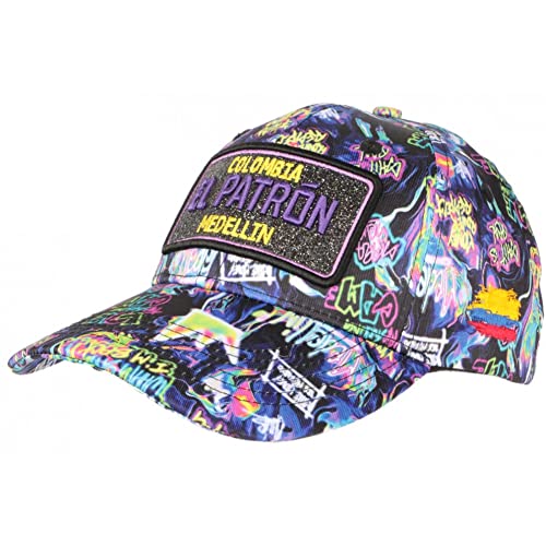 El Patron Baseball-Kappe, Violett und Blau, Strass, Streetwear Colombia Medellin Baseball – Unisex, violett, Einheitsgröße von SKR