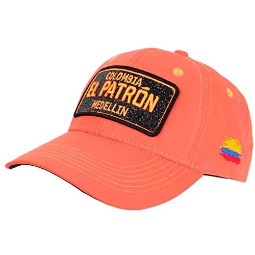 El Patron Baseball-Kappe, Neonorange, Strass, Schwarz, Medellin Colombia, Unisex Gr. Einheitsgröße, Orange von SKR