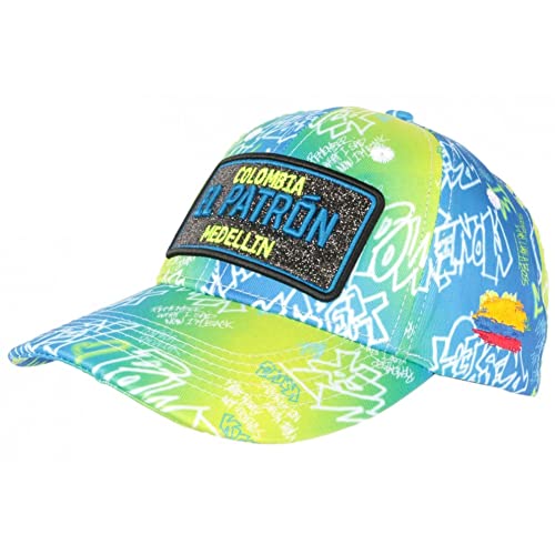 El Patron Cap Neon Gelb und Blau Strass Streetwear Medellin Baseball – Unisex, gelb, Einheitsgröße von SKR