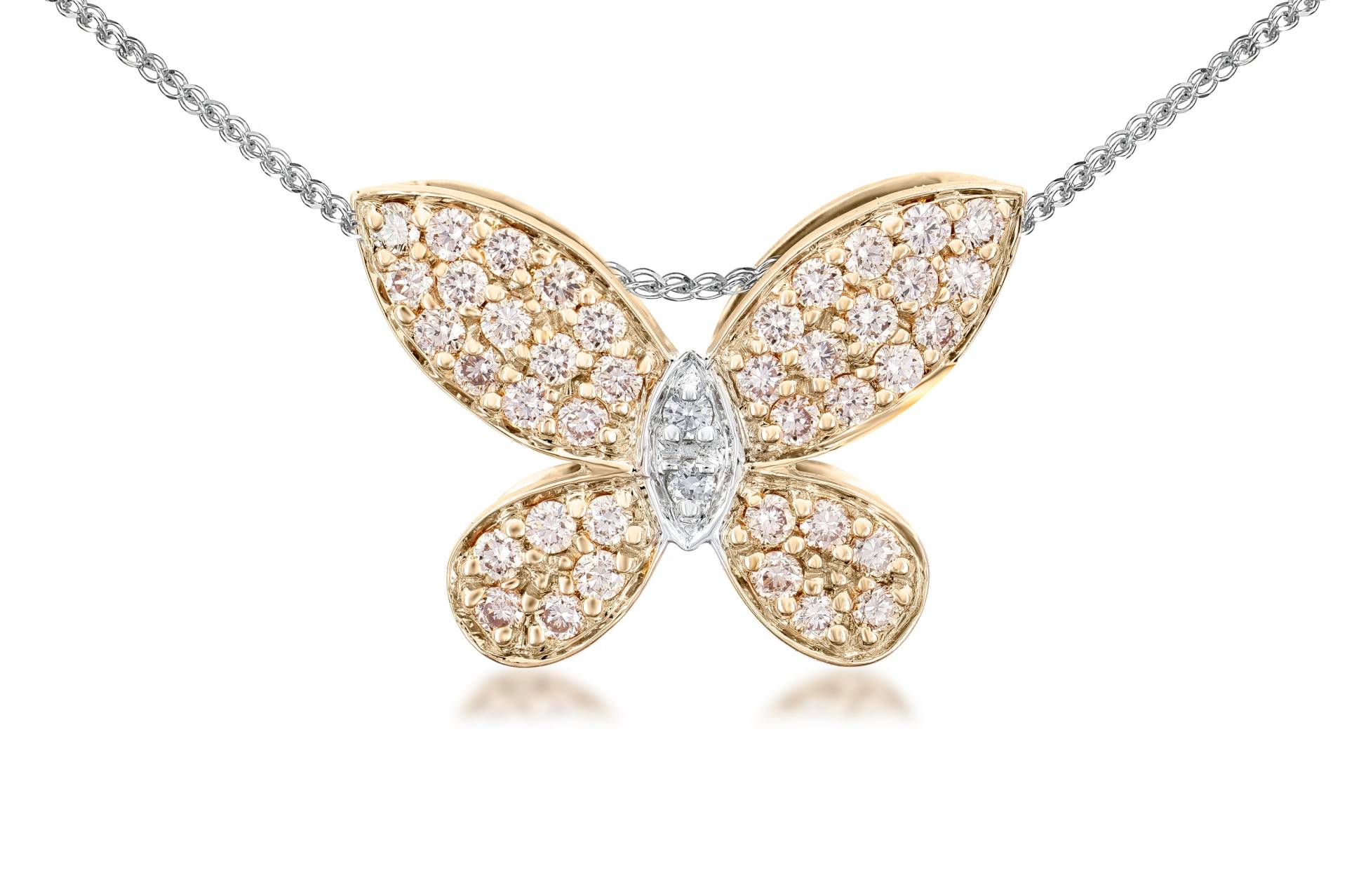 0, 41 Karat Natürlicher Rosa Diamantanhänger/Antiker Schmetterlingsanhänger Aus 18 Roségold Für Jubiläums - Und Geburtstagsgeschenke von SKSMHKLTD