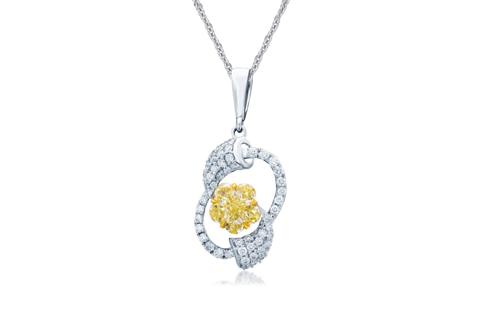 0, 84 Cts Natürliche Diamanten Anhänger, C-Würfel Gelbe Diamant Anhänger Aus 18 Karat Gold Damen Für Geschenk Gefertigt von SKSMHKLTD