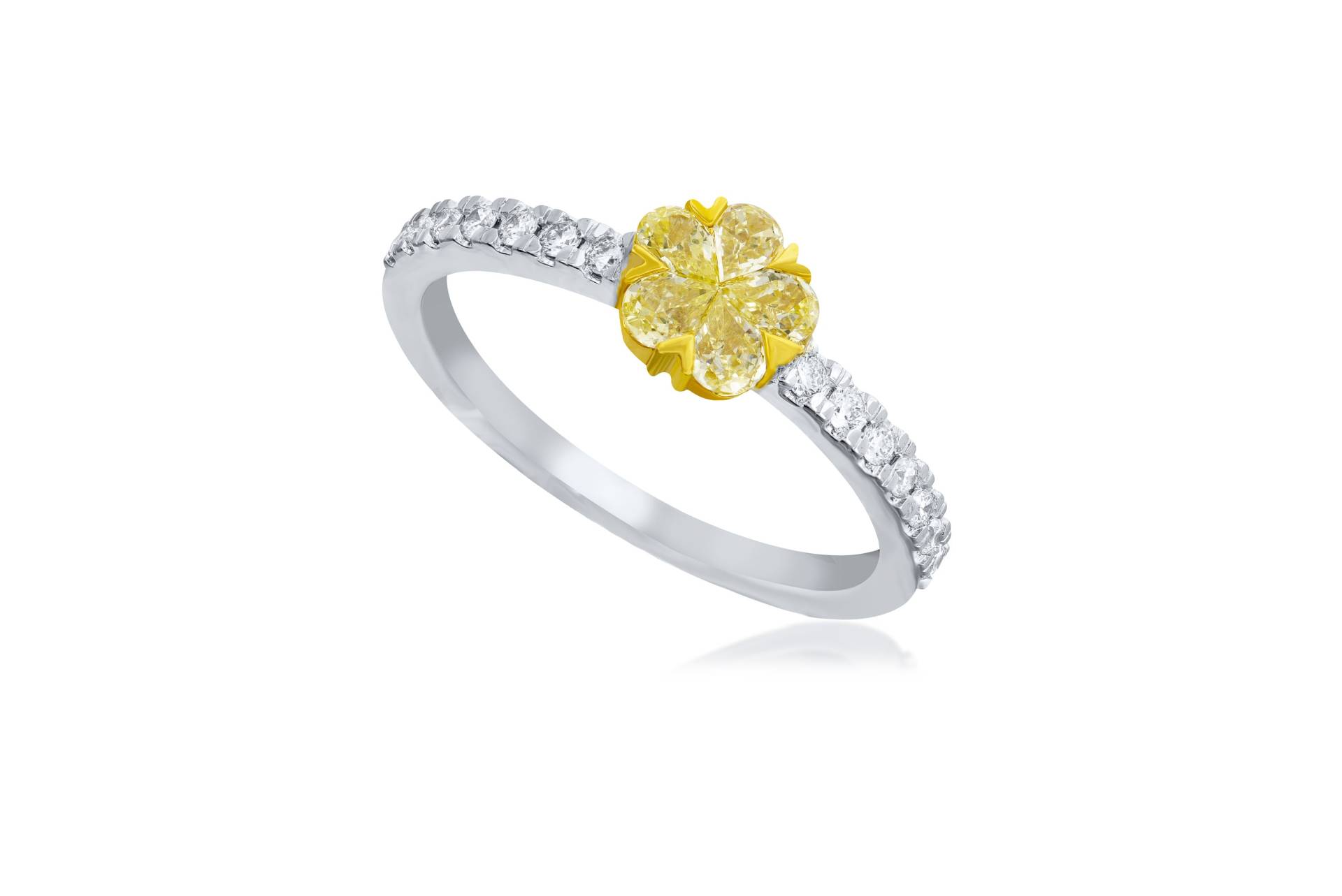 0.47Ct Yellow Diamond Verlobungsring/Blume Geformte Antike Natürliche Diamant-Ring in Kanaleinstellungen Für Jubiläum & Muttertagsgeschenk von SKSMHKLTD