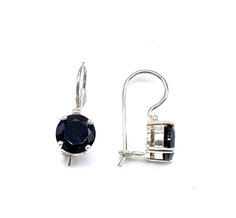 925 Sterling Silber 8 Mm Runde Schwarze Onyx Stein Teardrop Kidney Draht Ohrringe von SKSilverJewellery