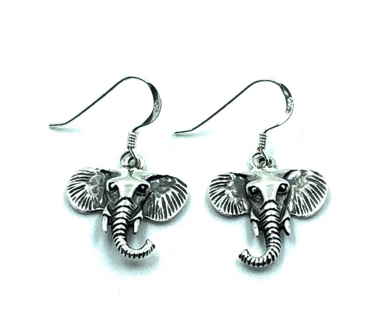 925 Sterling Silber Elephant Drop Ohrringe Baumeln von SKSilverJewellery