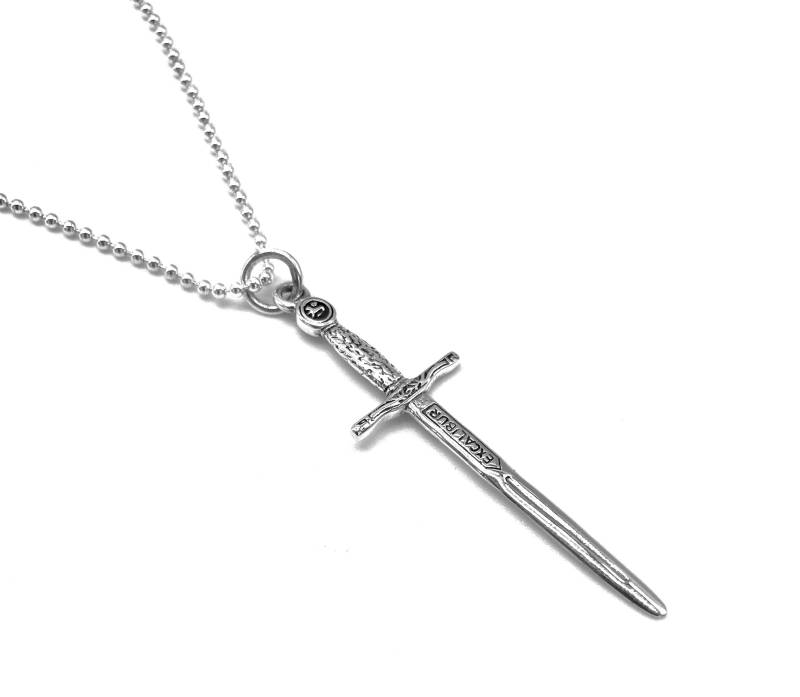 925 Sterling Silber Excalibur Schwert Anhänger Charm An Panzer - Oder Kugelkette von SKSilverJewellery