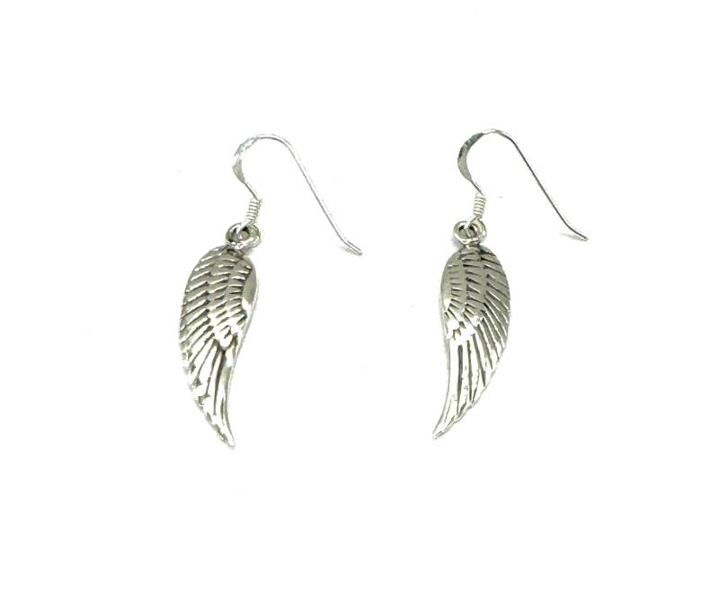 925 Sterling Silber Feste Engel Feenflügel Tropfen Baumeln Feder Ohrringe von SKSilverJewellery