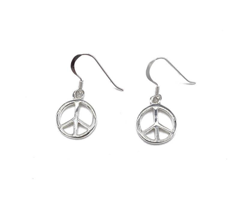 925 Sterling Silber Peace Zeichen Tropfen Baumeln Ohrringe von SKSilverJewellery