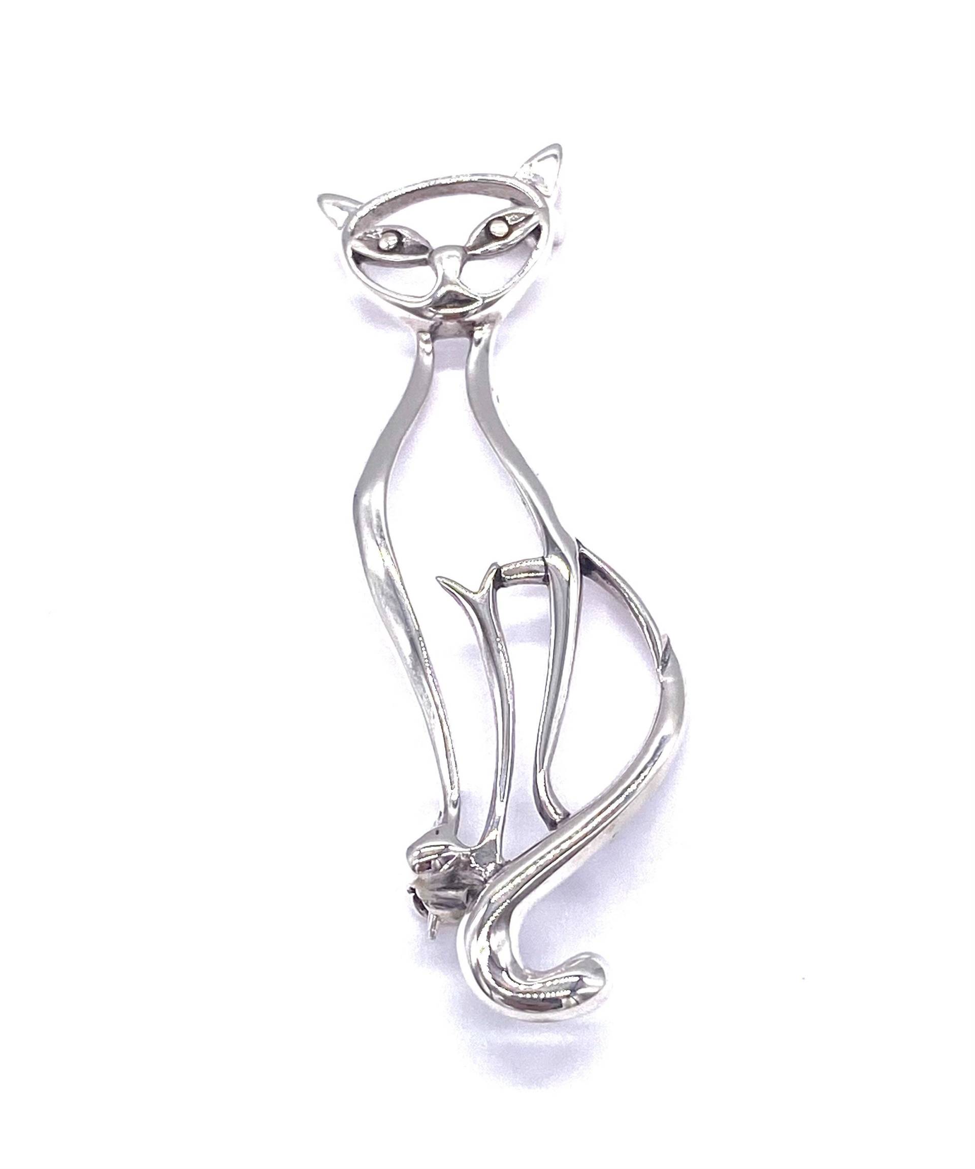 925 Sterling Silber Solid Cut Out Sitzende Katze Kätzchen Brosche von SKSilverJewellery