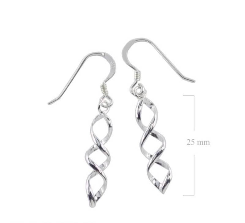 925 Sterling Silber Twist Halbrund Swirl Tropfen Baumeln Ohrringe von SKSilverJewellery