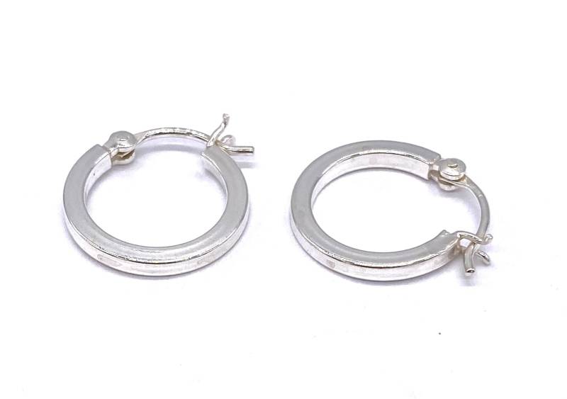 925 Sterling Silber Vierkantrohr Schläfer Klapp Ohrringe 16 Mm Durchmesser Schnappverschluss von SKSilverJewellery