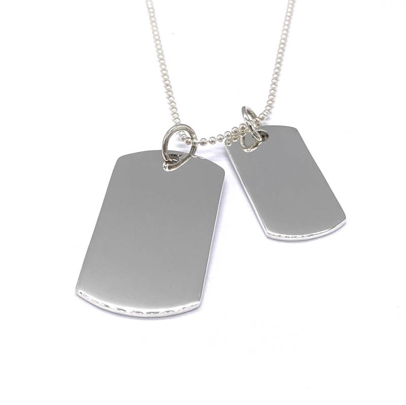 Solid Sterling Silber Dog Tag Anhänger Halskette Mit Kugelkette Option von SKSilverJewellery