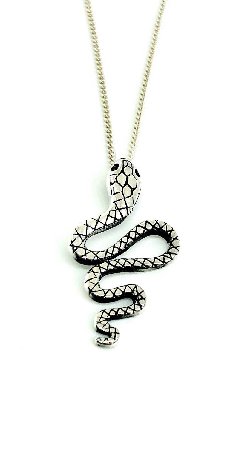 sterling Silber Cobra Schlange Anhänger Halskette Mit Panzerkette Optionen von SKSilverJewellery