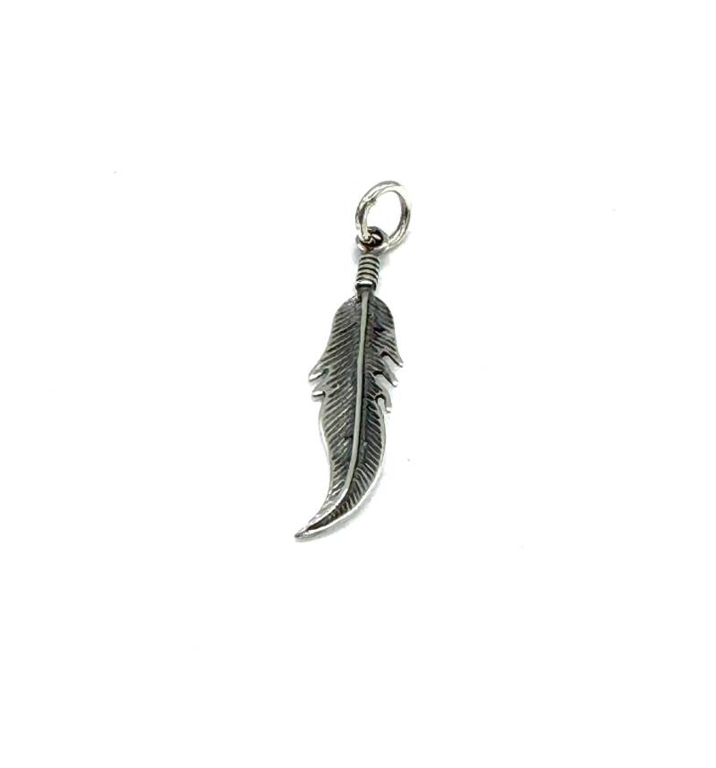 sterling Silber Feder Anhänger Charm Halskette Mit Panzerkette Option von SKSilverJewellery