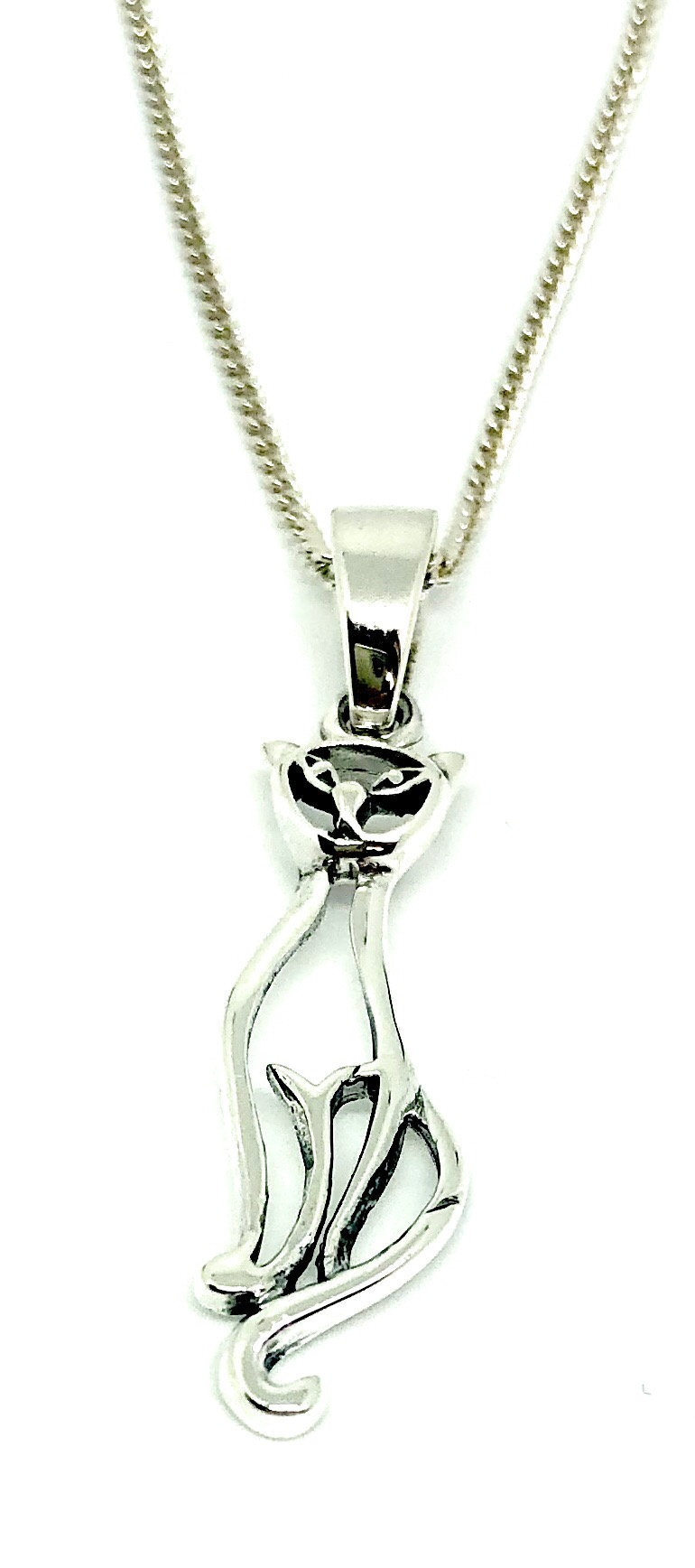 sterling Silber Katze Anhänger Halskette Mit Panzerkette Optionen von SKSilverJewellery