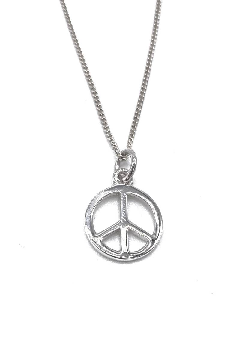 sterling Silber Peace-Zeichen Anhänger Halskette Mit Panzerkette Option von SKSilverJewellery