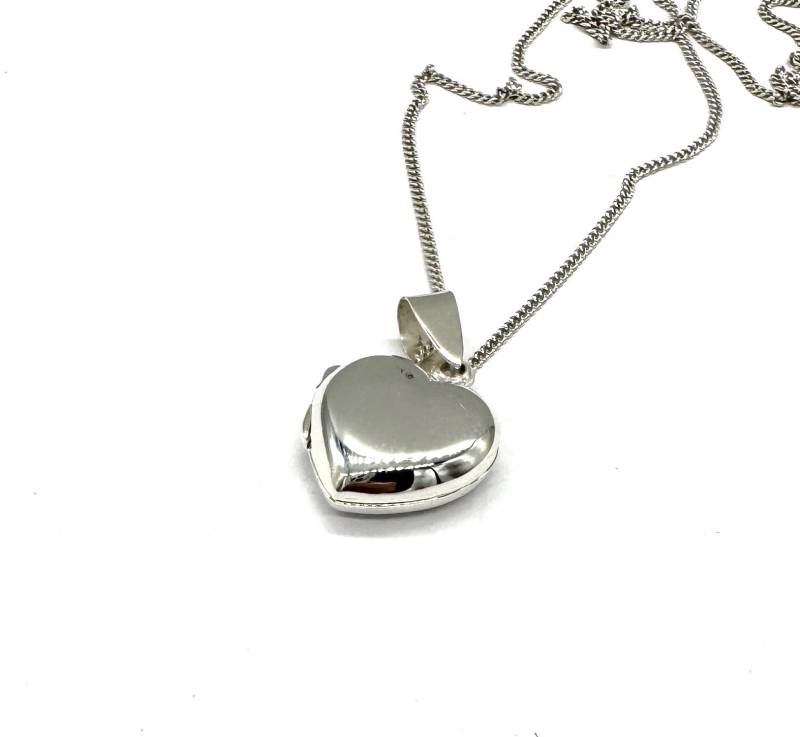 sterling Silber Puffy Herz Locket Halskette Mit Panzerkette Option von SKSilverJewellery