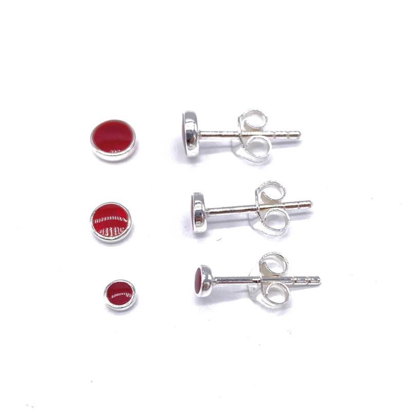 sterling Silber Rote Koralle Kleine Knopf Ohrstecker 3, 4, 5 Mm von SKSilverJewellery