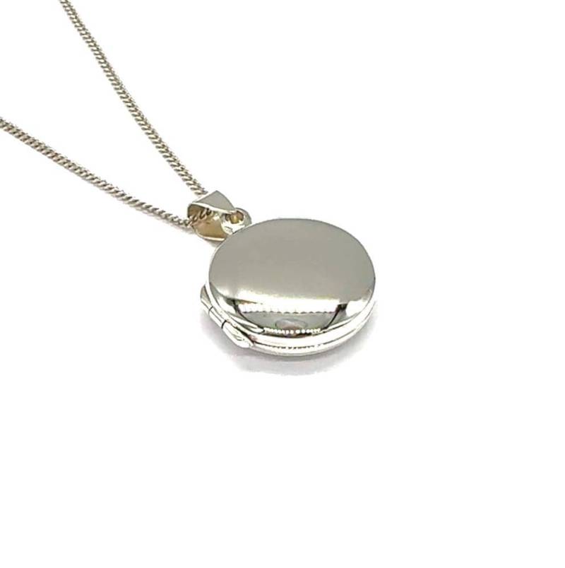 sterling Silber Runde Foto Locket Anhänger Halskette Mit Panzerkette Option von SKSilverJewellery