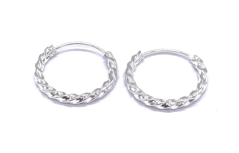 sterling Silber Twisted Klein Bis Groß Klapp Hoop Ohrringe von SKSilverJewellery