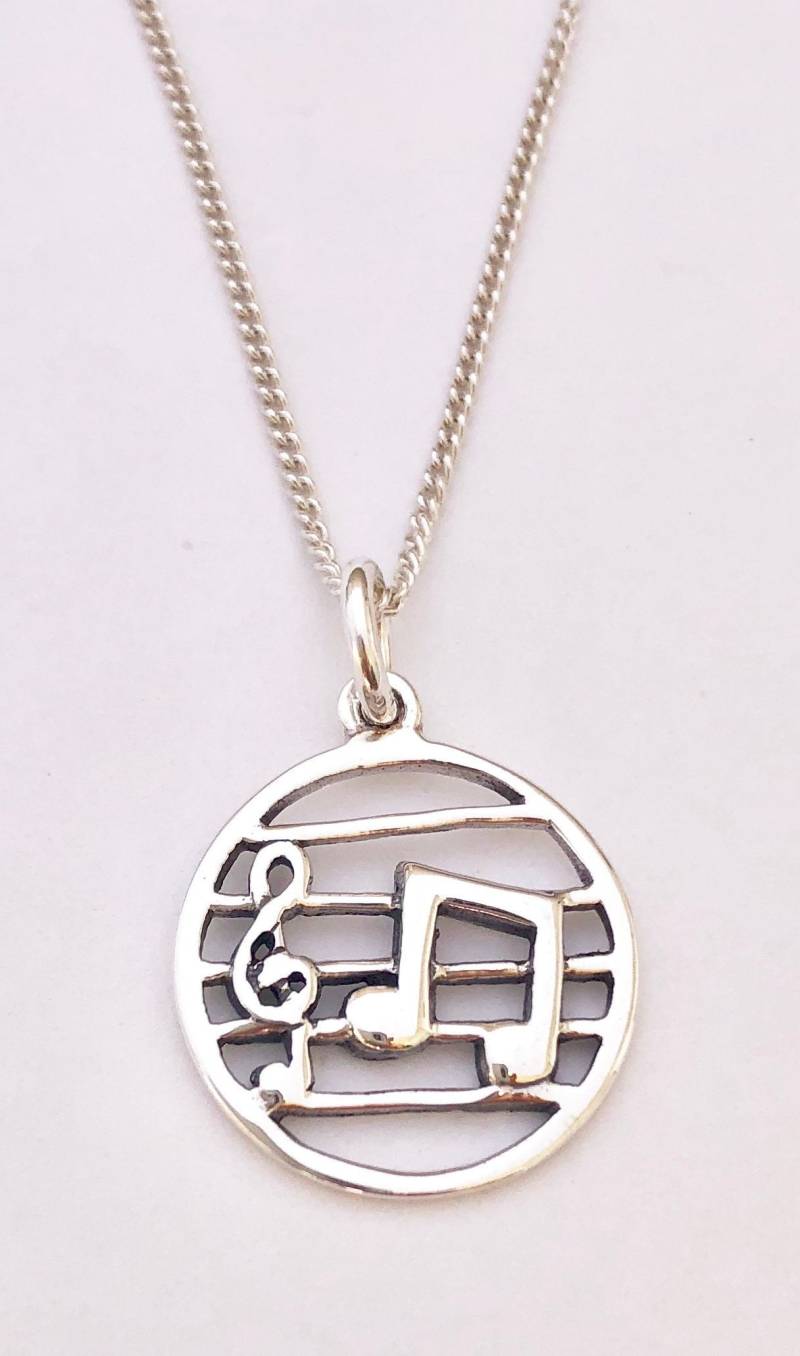 sterling Silber Violinschlüssel Anhänger Musik Note Charm Halskette Mit Optionaler Panzerkette von SKSilverJewellery