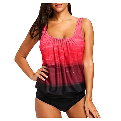 Tankini Damen Bauchweg mit Bügel Cup E 2 teiler Damen elegant Badeanzug Damen bauchweg Push up Bikini mit Rock Hotpants Bikinihose Damen Schwarz Sommer Set Damen bade Tankini maxikleid Damen bade von SKTIISN