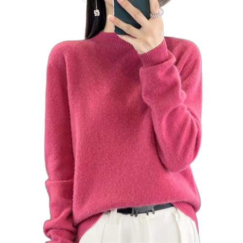 Cashmere Sweaters for Women, Womens Cashmere Sweater, 100% Cashmere Long Sleeve Crew Neck Pullover Jumpers (Cranberry,2XL) von SKUBIS