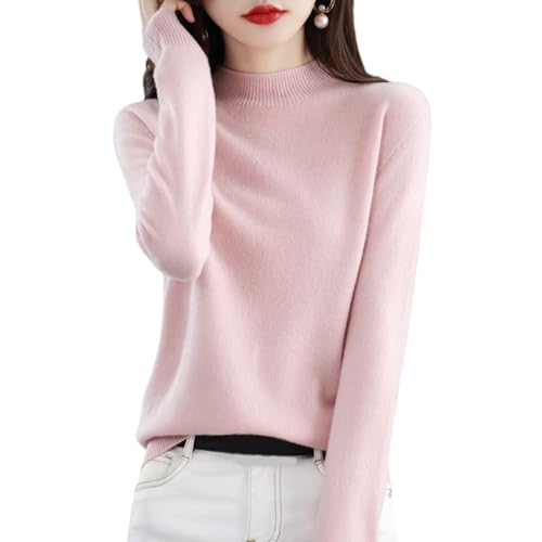 Cashmere Sweaters for Women, Womens Cashmere Sweater, 100% Cashmere Long Sleeve Crew Neck Pullover Jumpers (Pink,S) von SKUBIS