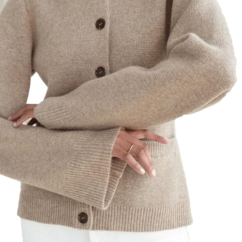 SKUBIS Ultra-Soft Button Cardigan, Describeu Cardigan, Slimming Button Cardigan Sweater Women with Pockets (Taupe,XS) von SKUBIS