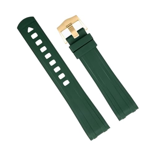 20 mm gebogenes Ende, hochwertiges FKM-Fluorkautschuk-Uhrenarmband für Omega-Armband, neue Seamaster 300-Taucherarmband-Armbänder, Dornschließe(Green 2) von SKXMOD