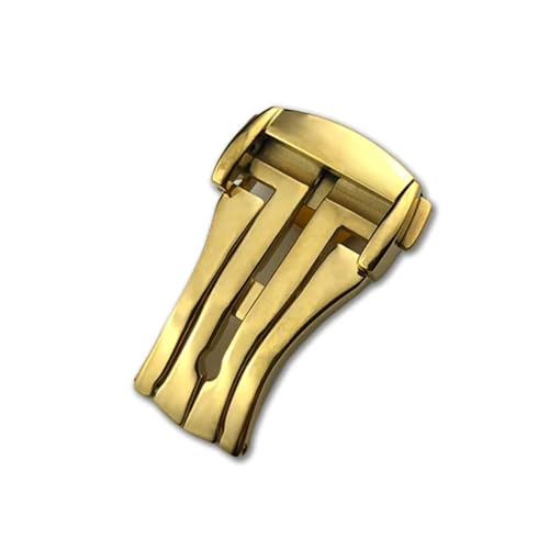 Faltschließe für Uhren mit Faltschließe, 16 mm, 18 mm, 20 mm, für Omega, Lederarmband, Gummiband, 316L-Stahl, Schwarz, Silber, Zubehör(Golden style 1,20mm) von SKXMOD