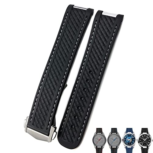 SKXMOD 20 mm Gummi-Silikon-Uhrenarmband, passend für Omega Seamaster 300 AT150 Aqua Terra ultraleichte 8900 Stahlschnalle, 20 mm von SKXMOD