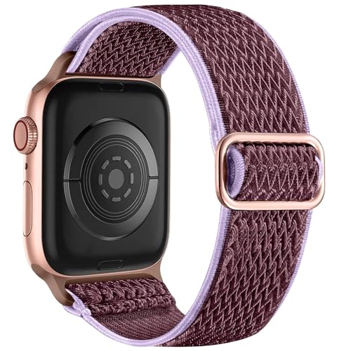 SKXMOD Für Uhrenarmbänder 44mm 45mm 42mm 49mm 41mm 40mm 38mm für Damen und Herren, dehnbare Solo-Loop-Sportbänder aus weichem Nylon für IWatch SE-Serie 10 9 8 7 6 5 4 3 2 1(Smokey Mauve,42/44/45/49mm) von SKXMOD