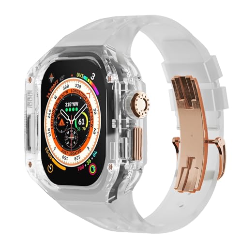 SKXMOD Luxus-Modifikationsset für Apple Watch Ultra 49 mm, transparente Hülle für iWatch-Serie 49 mm, Sport-Gummiband, Mod-Kit, Zubehör, 49 mm, Achat von SKXMOD