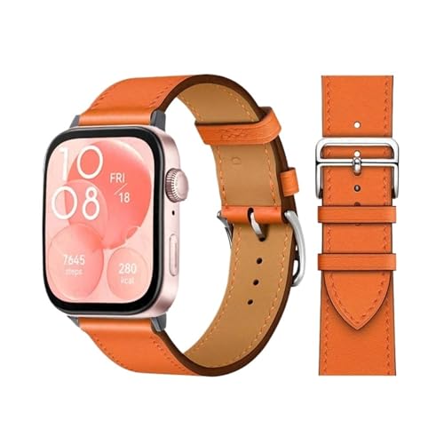 SKXMOD Retro Loop For Huawei Watch Fit 3 Strap Italian cowhide Leather Bracelet Wristband Quick Replacement Belt Correa Watchbands For Huawei Fit 3 Fit 2 Watch band(Orange B22,Fit 3) von SKXMOD