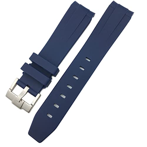 SKXMOD Uhrenarmband für Rolex Submariner Hulk GMT Milgauss Yacht Master Deepsea Gummi-Uhrenarmband 19 mm 20 mm 21 mm 22 mm Silikonband (Farbe: Blau, Größe: 19 mm, goldene Schnalle) von SKXMOD