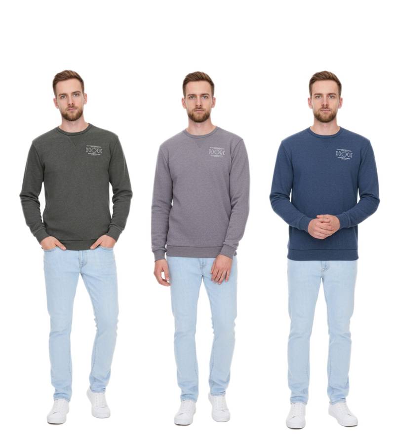 SKY REBEL Herren Rundhals-Pullover Baumwoll-Sweater im Antik-Look H10068C21372A Dunkelblau, Grün oder Grau von SKY REBEL